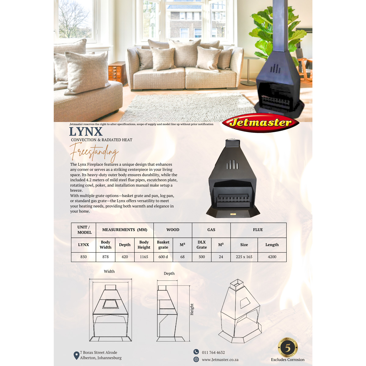 850 Lynx Complete COMBO Fireplace - Image 2