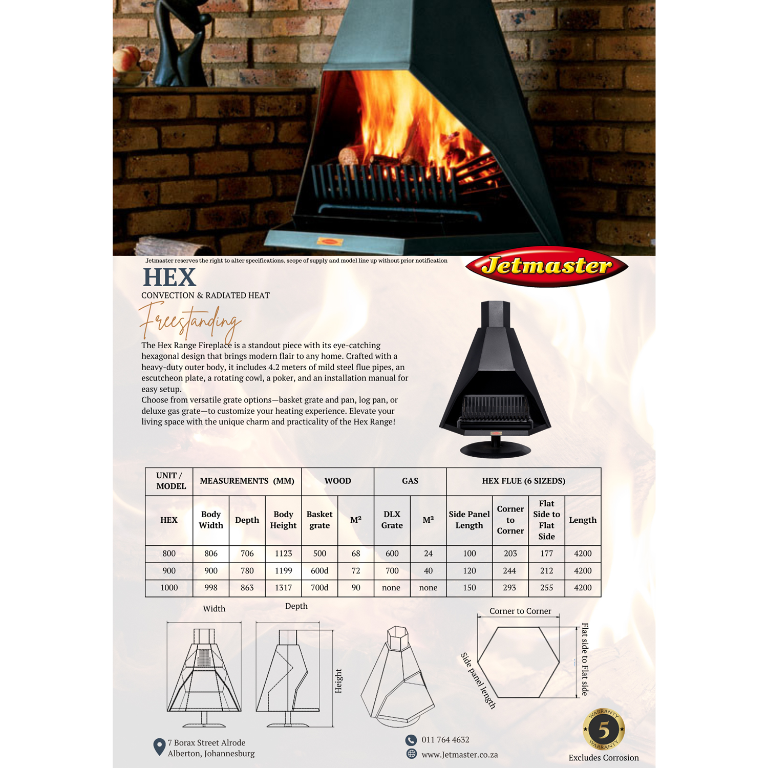 900 Hex Complete Fireplace - Image 2