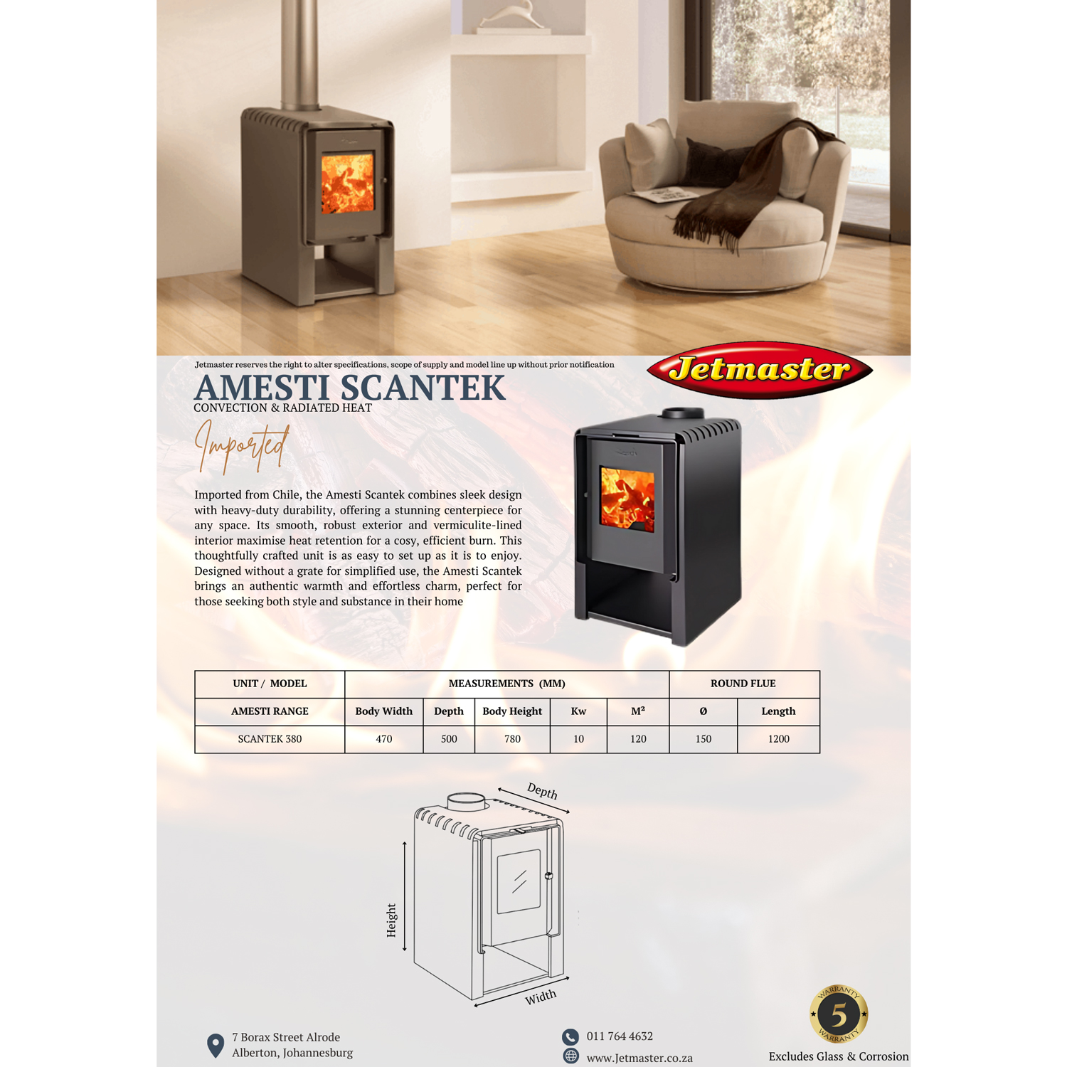 Amesti Scantek 380 Freestanding Fireplace - Image 2