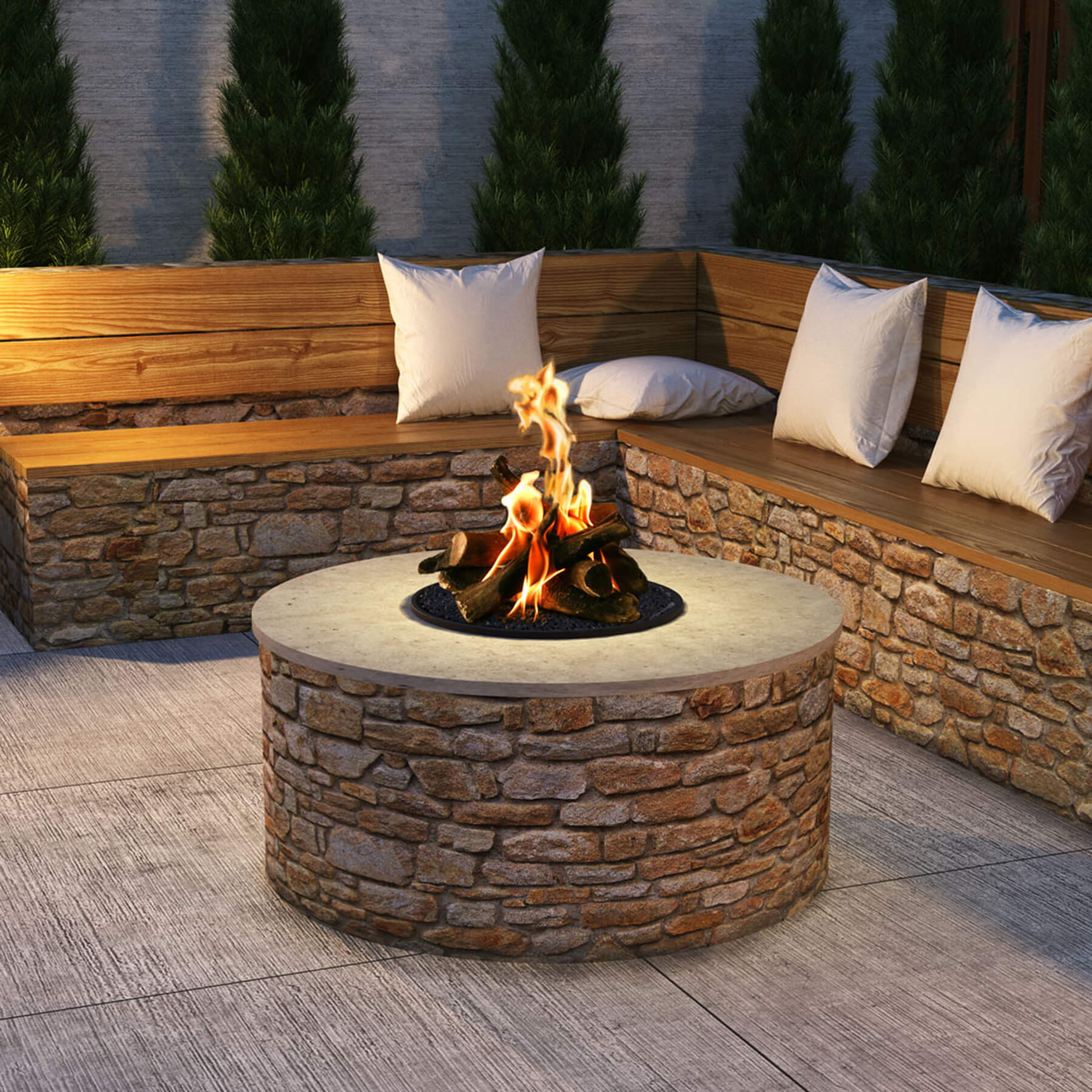 Outdoor gas firepit