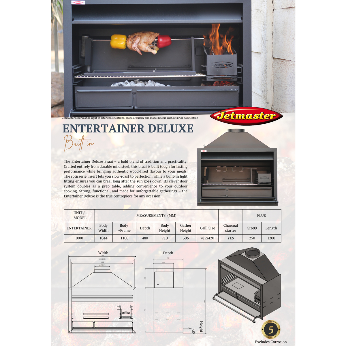 Entertainer Deluxe Built-in Braai - Image 2