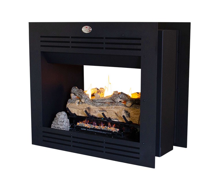 Firebox Vent Free Double Sided Model 940 Mild Steel Facade (Split Oak Logset) - Image 2