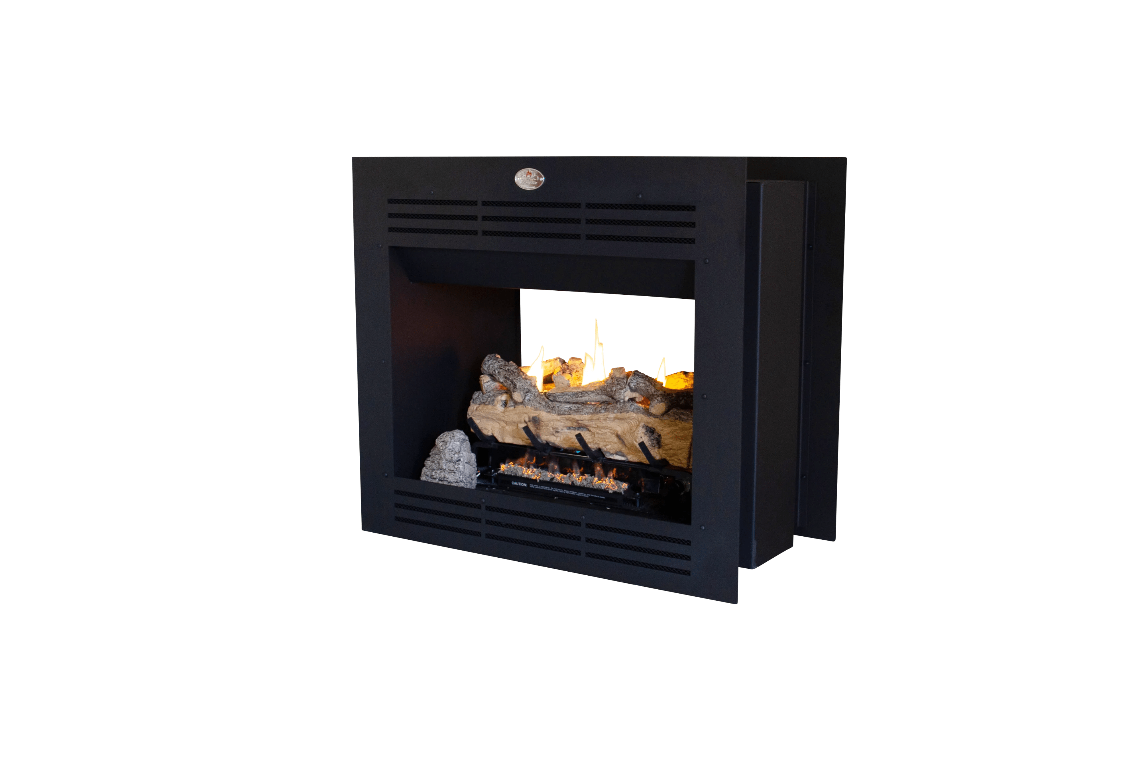 Firebox Vent Free Double Sided Model 940 Mild Steel Facade (Split Oak Logset)