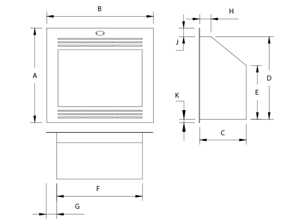 Firebox Vent Free Gas Built-in Model 940 Stainless Steel Facade (Coal Grate) - Image 3