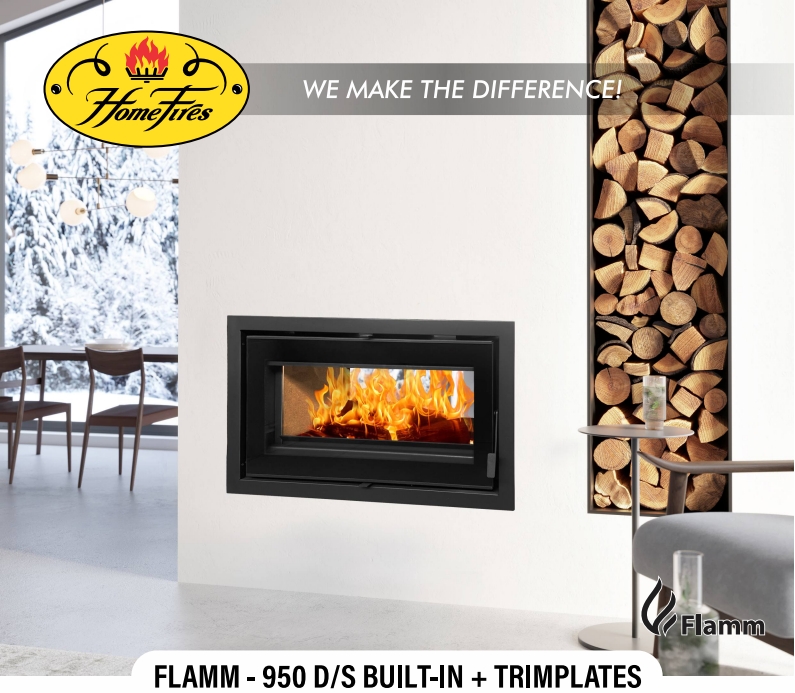 Flamm 950 Double sided Built-in Fireplace + Trim plates (13-16kW) - Image 2