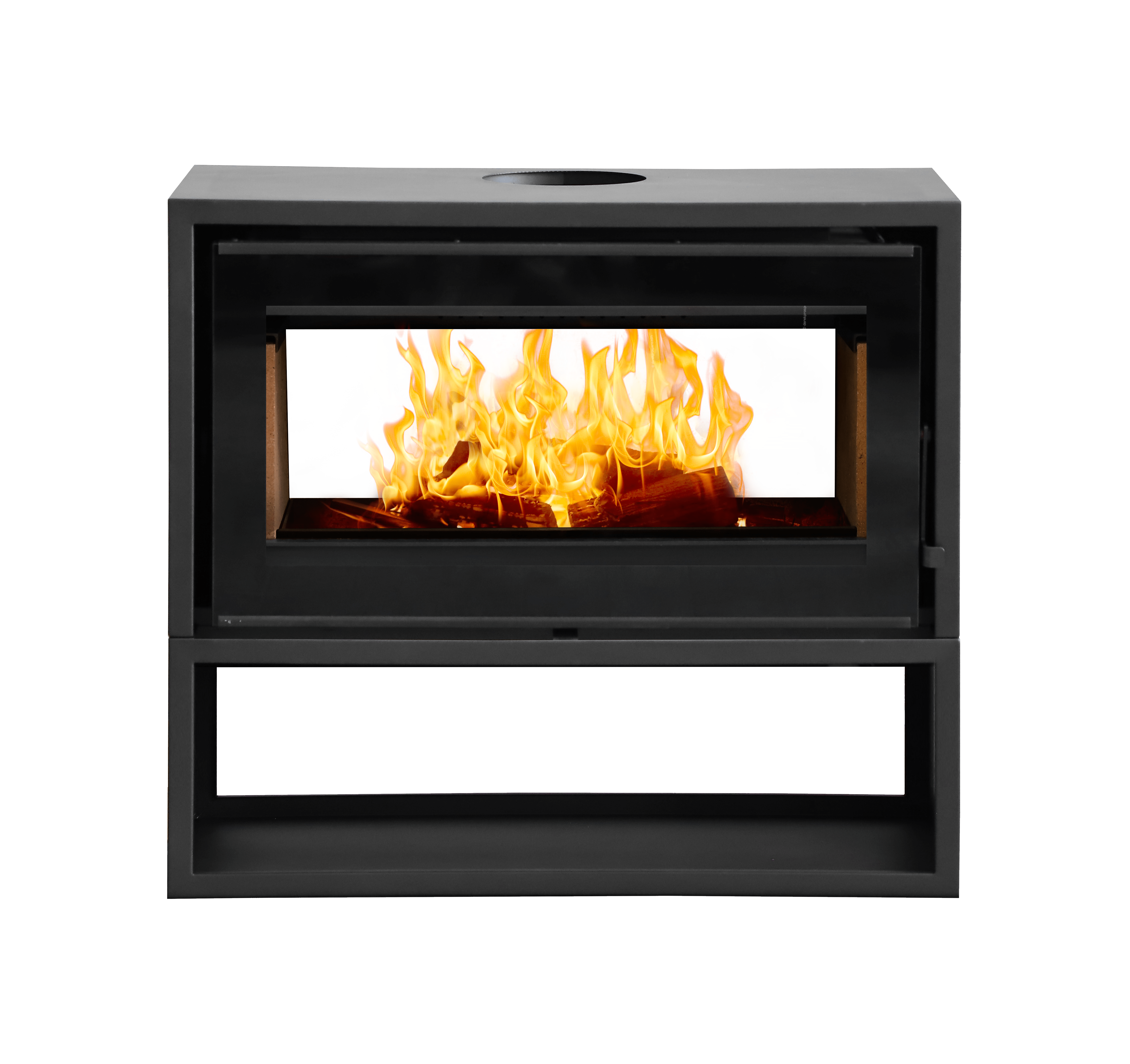 Flamm 950 Double-Sided Freestanding Fireplace on Log Base (13-16kW)