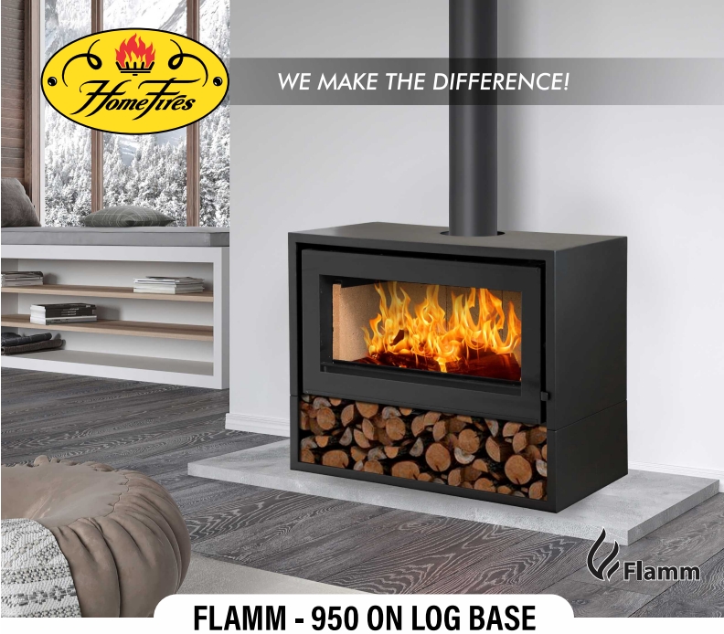 Flamm 950 on Log Base Freestanding Fireplace (13-16kW) - Image 2