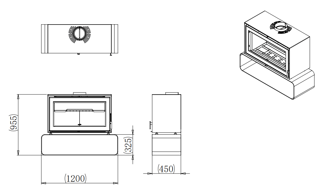Flamm I 1000 on Log Base Freestanding Fireplace (14-17kW) - Image 5