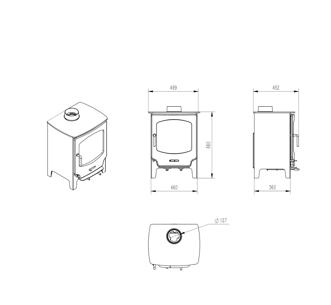 Home Fires R0801 Freestanding Fireplace (8-10kW) - Image 2