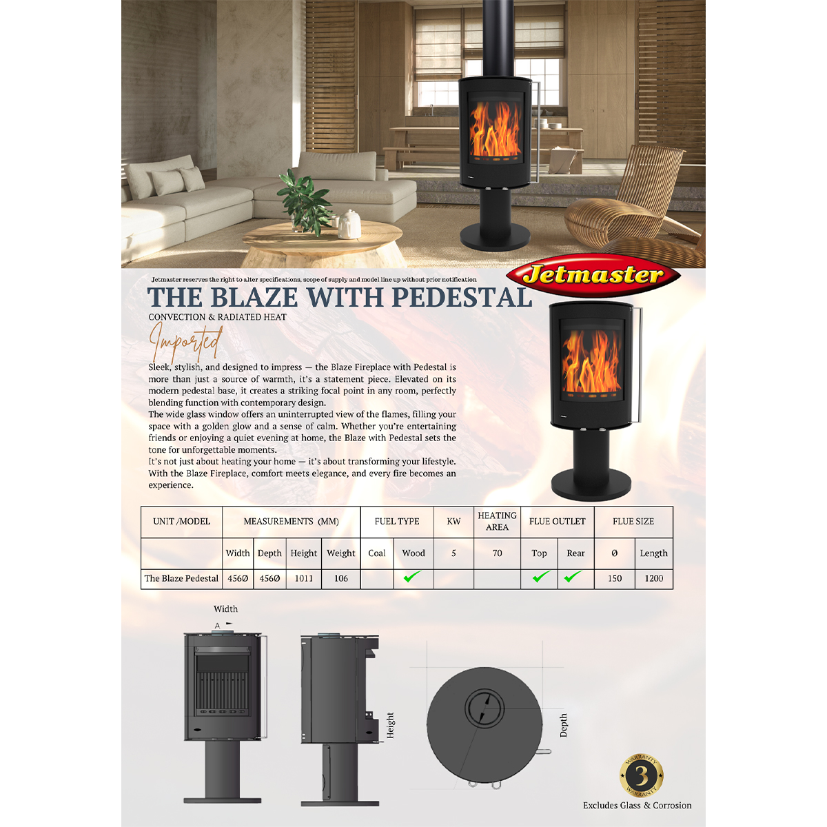 The Blaze Freestanding On Padestal (ADP Incl) - Image 2