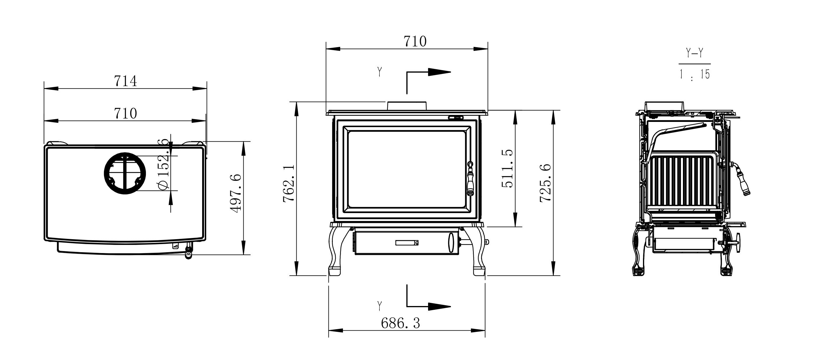 Wiking XN087D2 Freestanding Fireplace (12-16kW) - Image 3